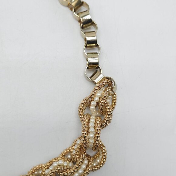 Elegant Gold Faux Pearl Beaded Chain Necklace With Adjustable Lobster Clasp For - Picture 5 of 7